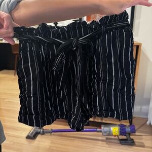 Hollister Black And White Striped Shorts